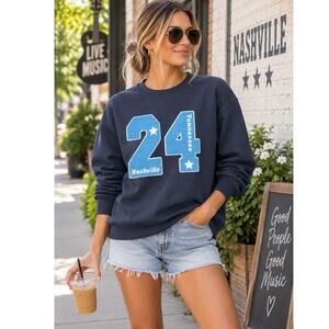 Persaya Nashville Tennessee 24 Chenille Graphic Crewneck Sweatshirt Navy M